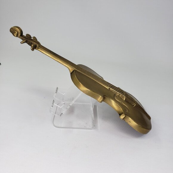 RARE Vintage Solid Brass Violin Sculpture Wall Hanging Decor Andrea by Sadek 12" - Picture 4 of 8